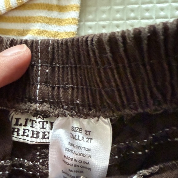 Little Rebels|Baby gender neutral outfit,brown cargo pants & stripe bodysuit••• - Picture 6 of 7